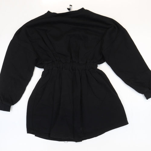 Boohoo Womens Black 100% Cotton Fit & Flare Size 6 Round Neck Pullover