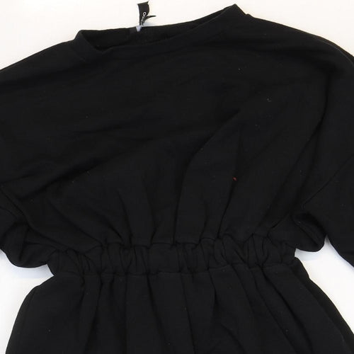 Boohoo Womens Black 100% Cotton Fit & Flare Size 6 Round Neck Pullover
