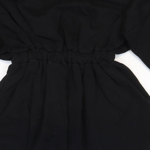 Boohoo Womens Black 100% Cotton Fit & Flare Size 6 Round Neck Pullover