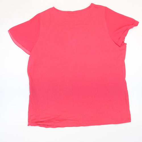 Marks and Spencer Womens Pink 100% Cotton Basic T-Shirt Size 18 Round Neck