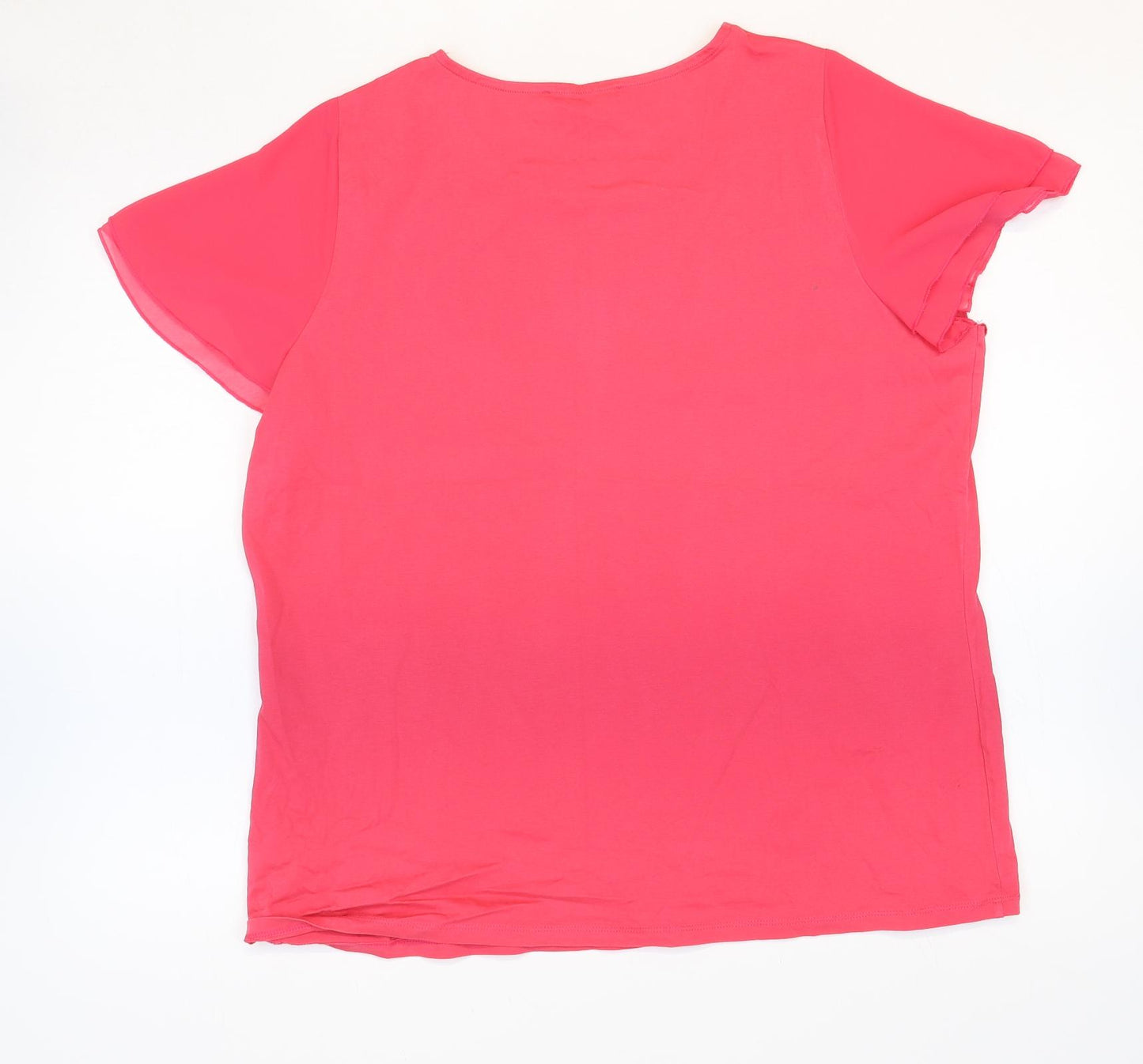 Marks and Spencer Womens Pink 100% Cotton Basic T-Shirt Size 18 Round Neck