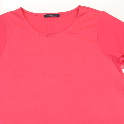 Marks and Spencer Womens Pink 100% Cotton Basic T-Shirt Size 18 Round Neck