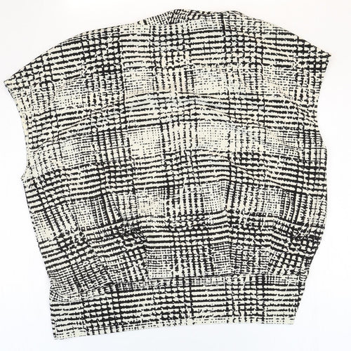 H&M Womens Multicoloured Plaid Polyester Basic Blouse Size L V-Neck
