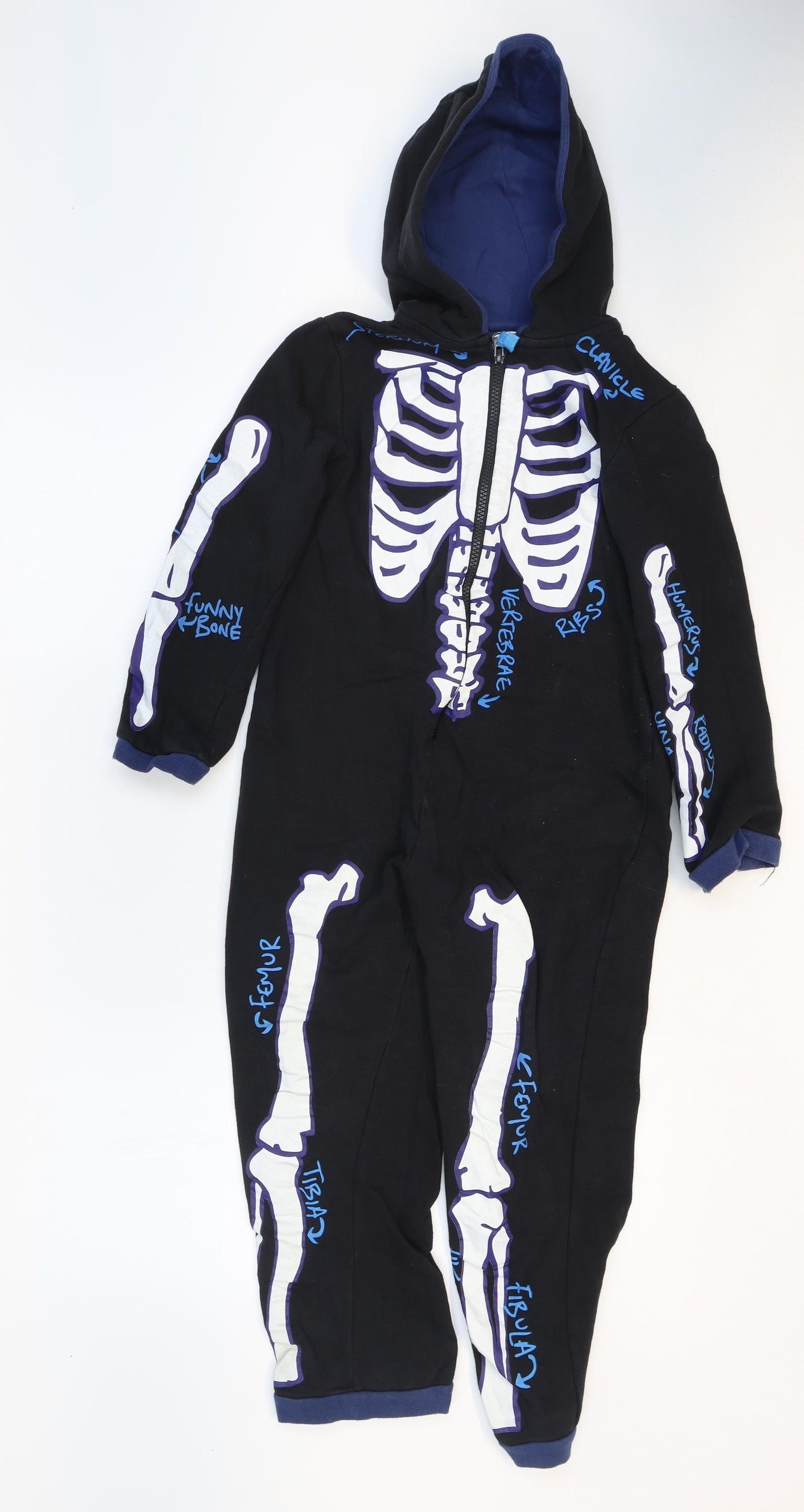John Lewis Boys Black Geometric Cotton One Piece Size 9 Years Zip