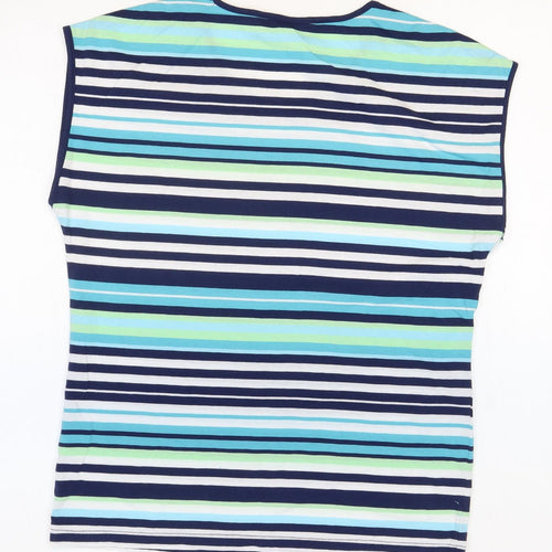 Bonmarché Womens Multicoloured Striped Polyester Basic Blouse Size 12 Scoop Neck