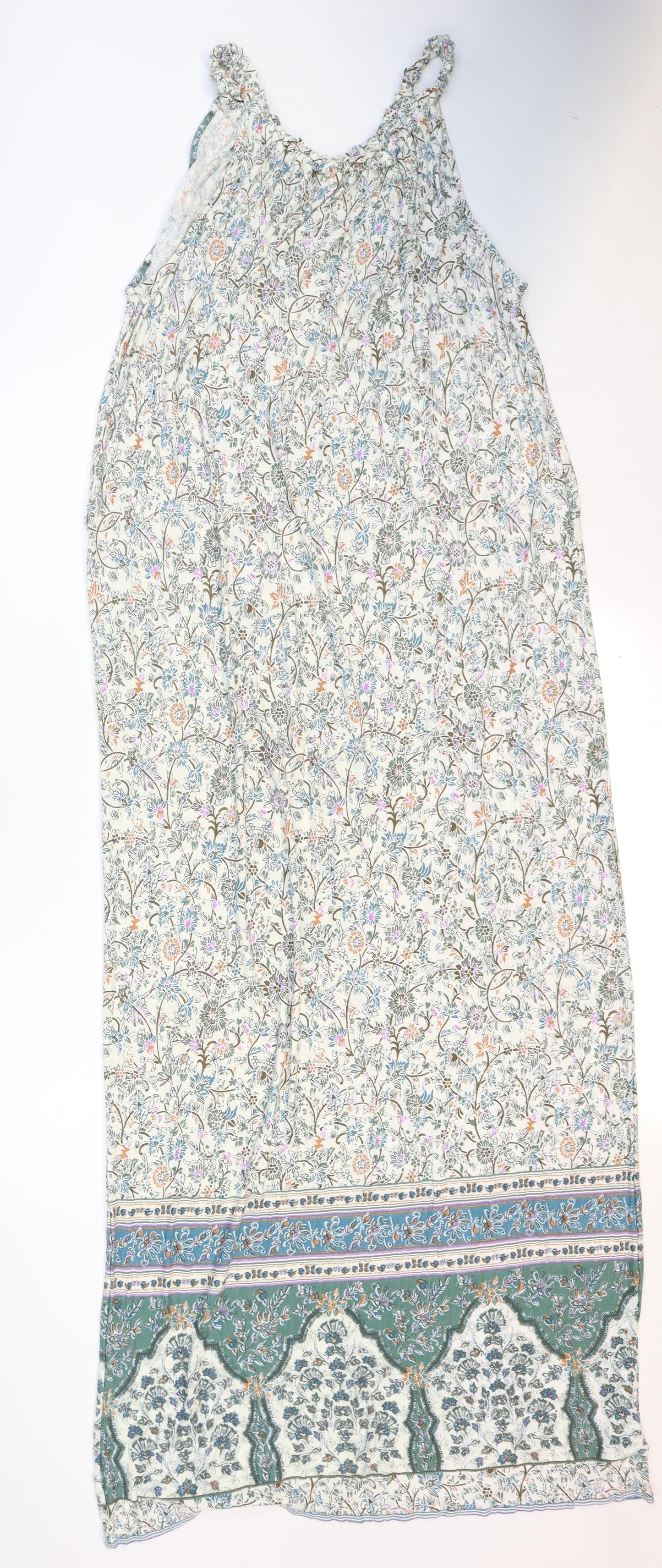NEXT Womens Multicoloured Floral Viscose Maxi Size 14 Scoop Neck Pullover