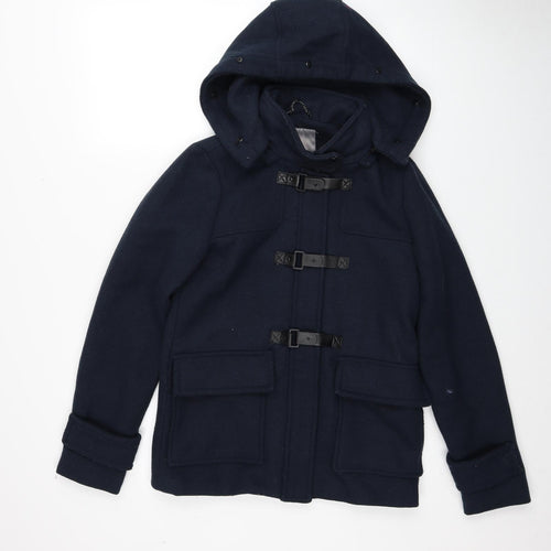 VERO MODA Womens Blue Pea Coat Coat Size S Zip