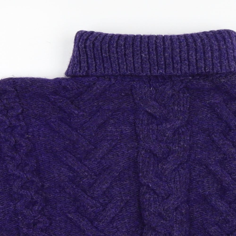 H&M Womens Purple Roll Neck Wool Pullover Jumper Size XL - Cropped