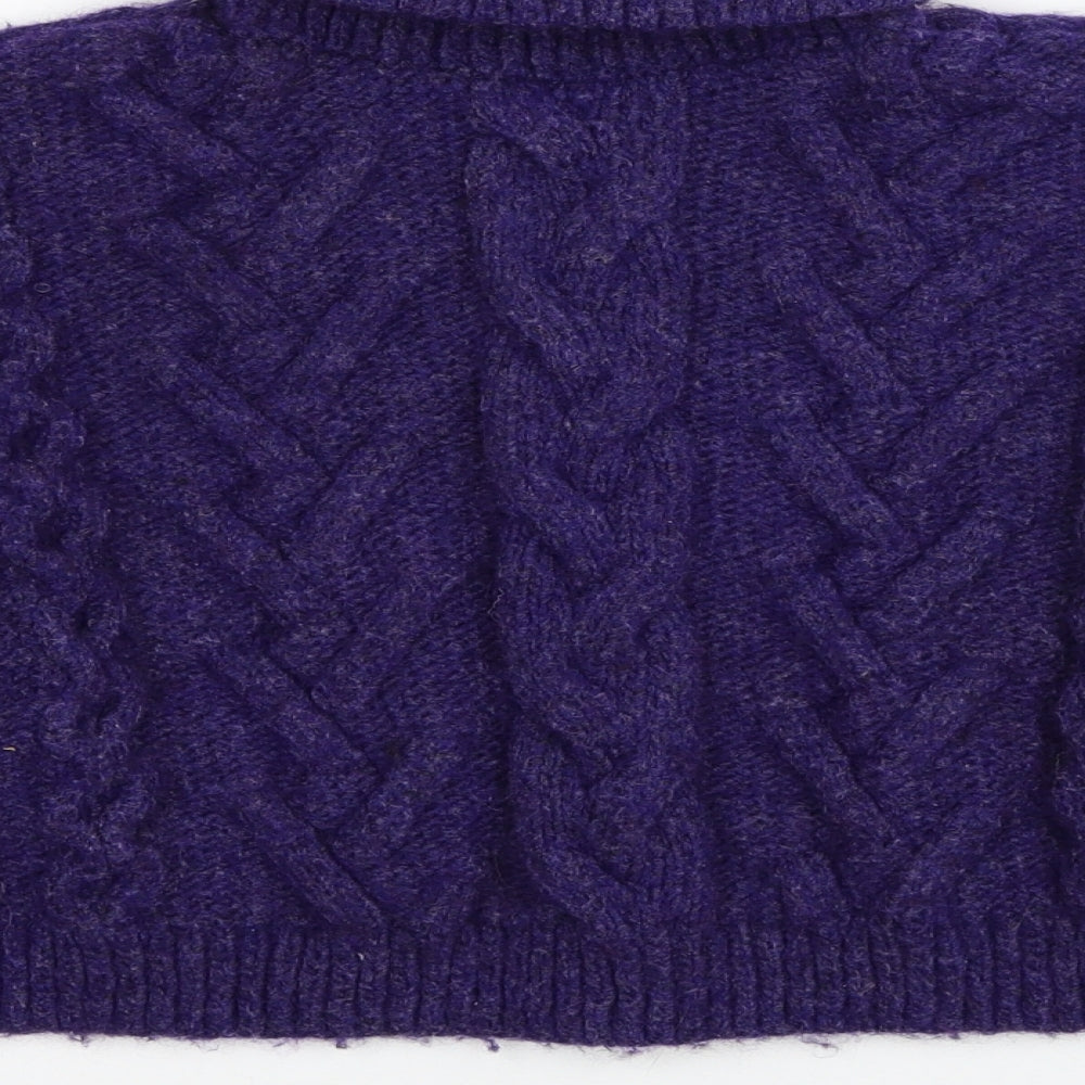 H&M Womens Purple Roll Neck Wool Pullover Jumper Size XL - Cropped