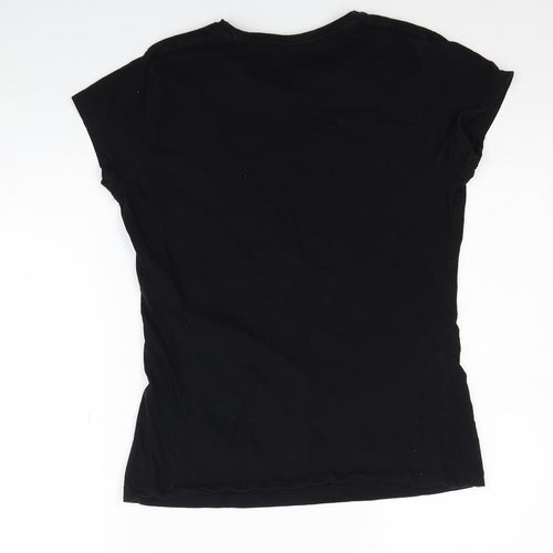 Atmosphere Womens Black Cotton Basic T-Shirt Size 12 Round Neck - NYC