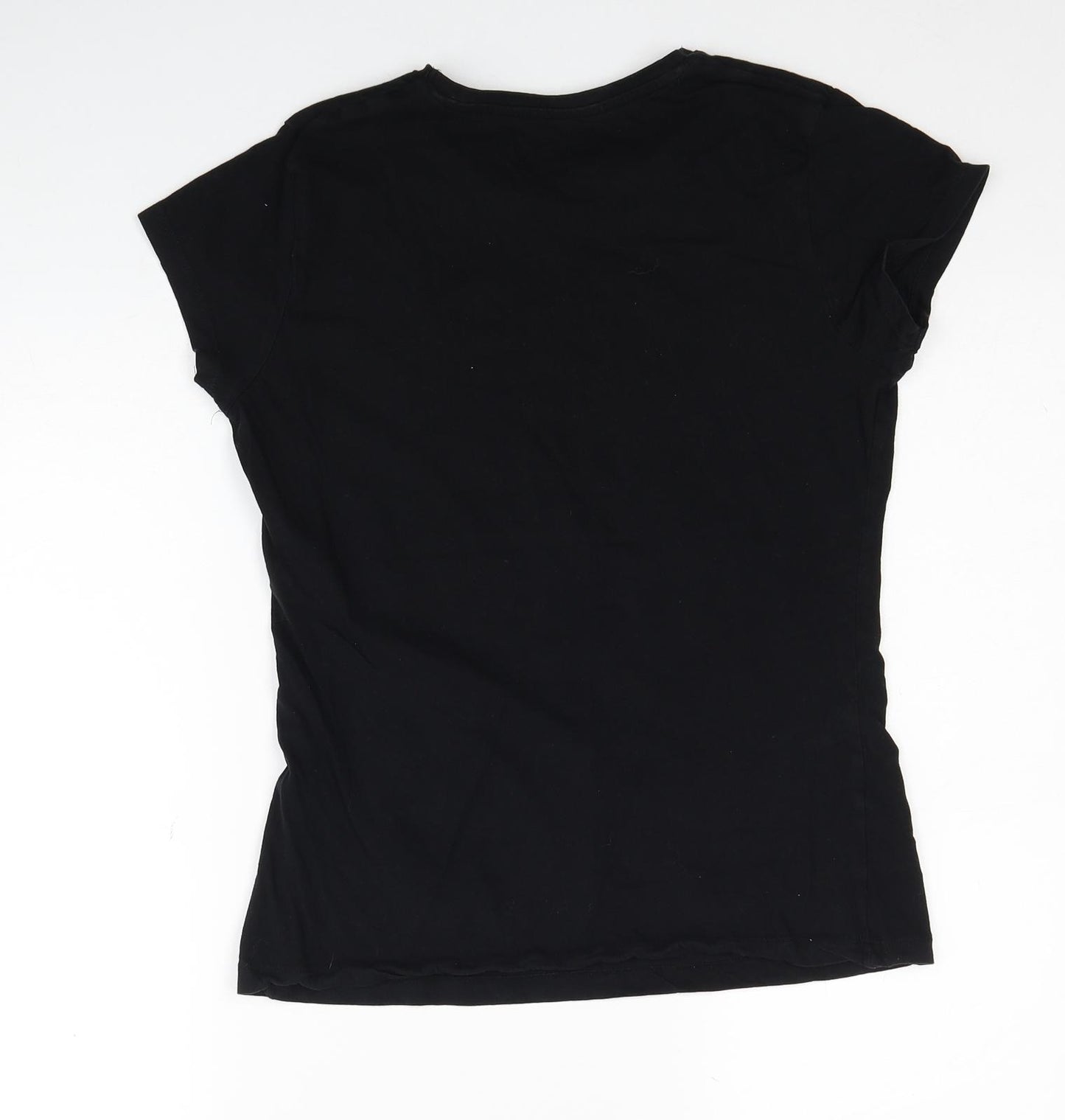 Atmosphere Womens Black Cotton Basic T-Shirt Size 12 Round Neck - NYC