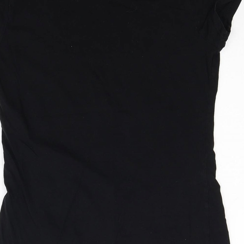 Atmosphere Womens Black Cotton Basic T-Shirt Size 12 Round Neck - NYC