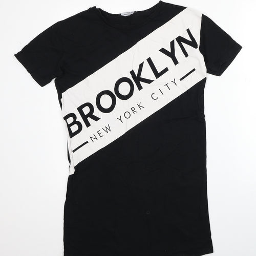 Atmosphere Womens Black Cotton Basic T-Shirt Size 8 Round Neck - Brooklyn New York