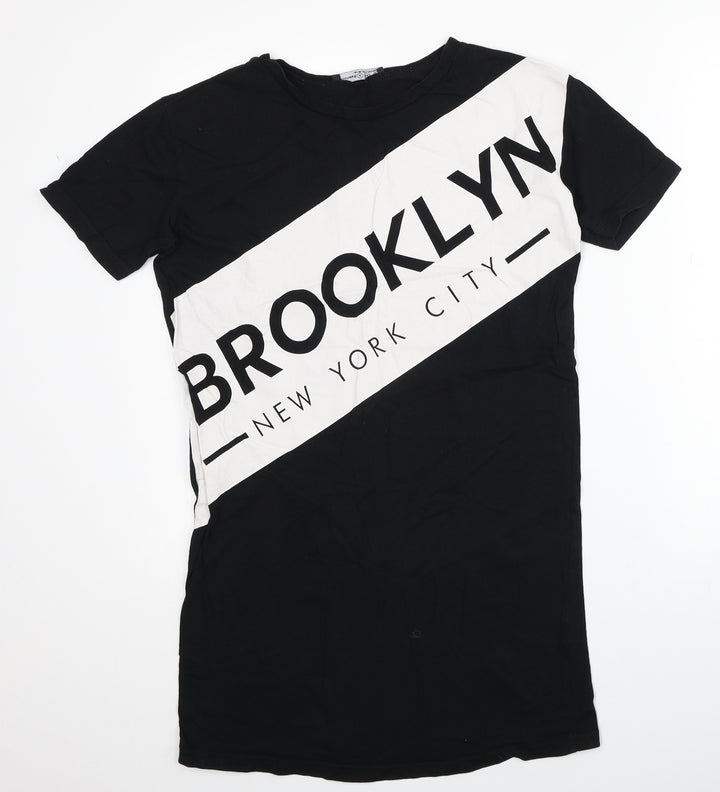 Atmosphere Womens Black Cotton Basic T-Shirt Size 8 Round Neck - Brooklyn New York