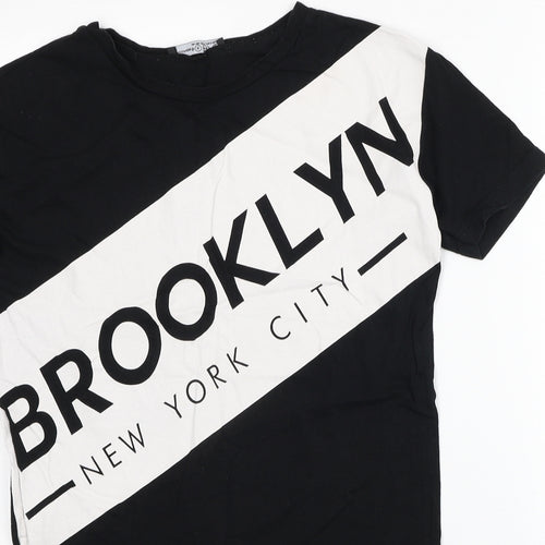 Atmosphere Womens Black Cotton Basic T-Shirt Size 8 Round Neck - Brooklyn New York