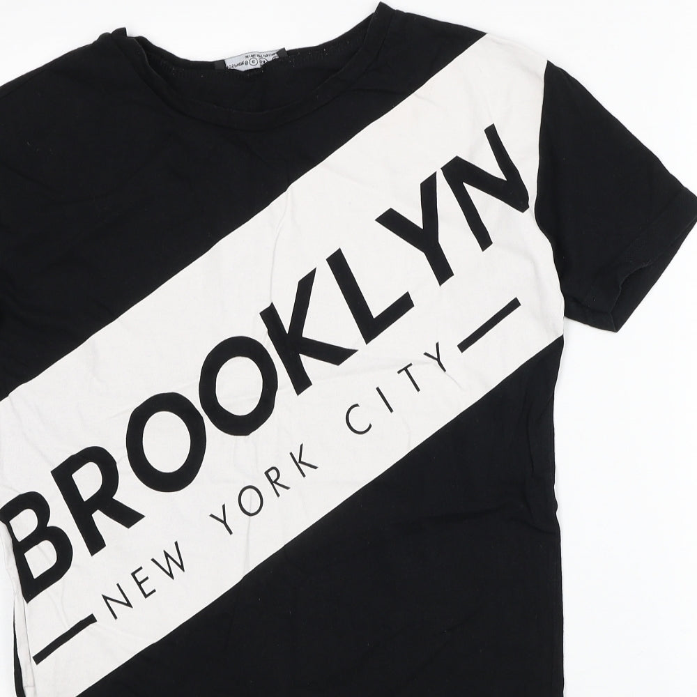 Atmosphere Womens Black Cotton Basic T-Shirt Size 8 Round Neck - Brooklyn New York