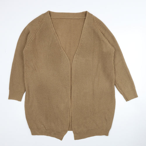 SheIn Womens Beige V-Neck Acrylic Cardigan Jumper Size L