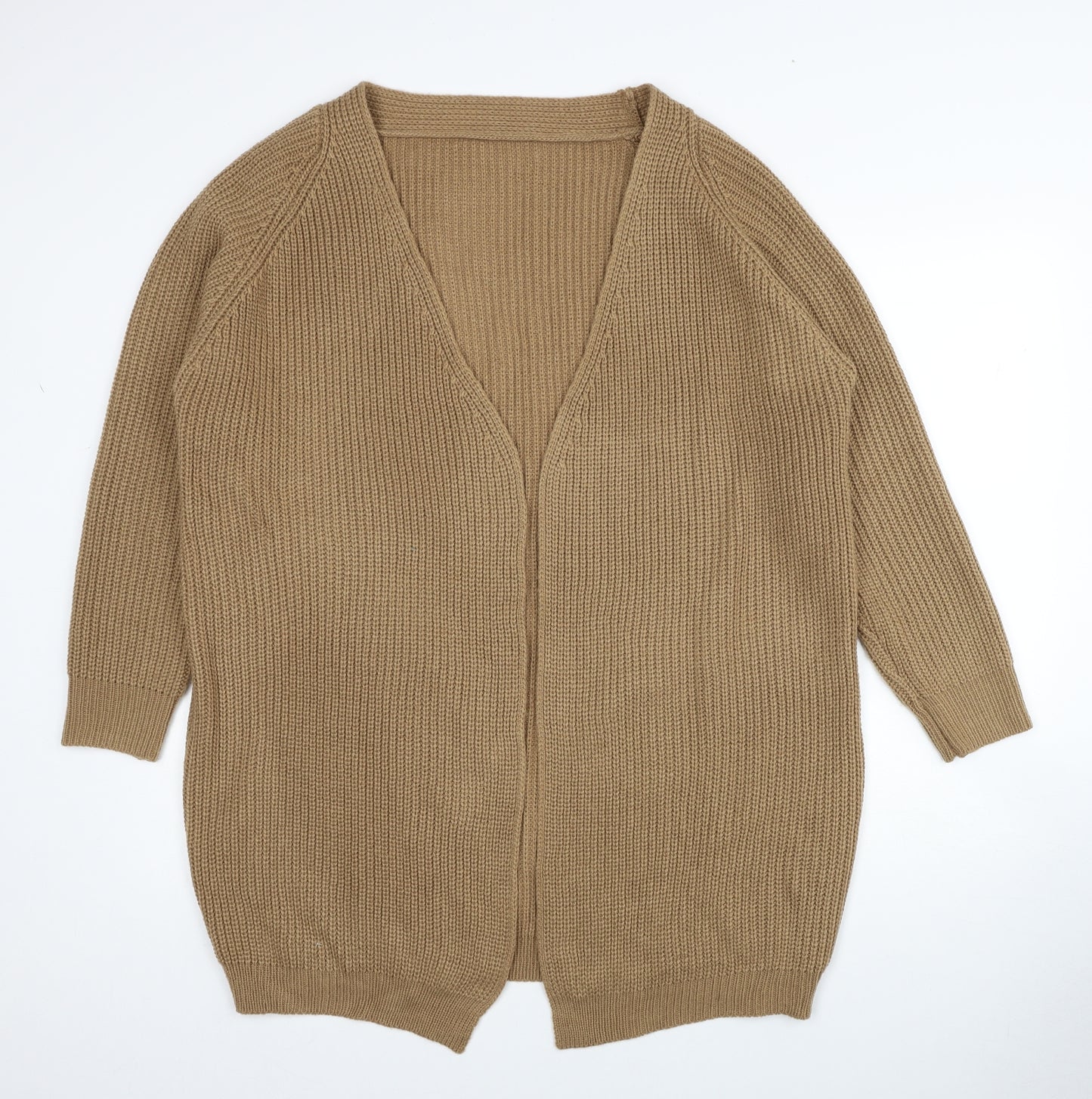 SheIn Womens Beige V-Neck Acrylic Cardigan Jumper Size L