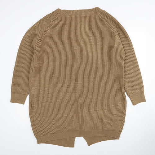 SheIn Womens Beige V-Neck Acrylic Cardigan Jumper Size L