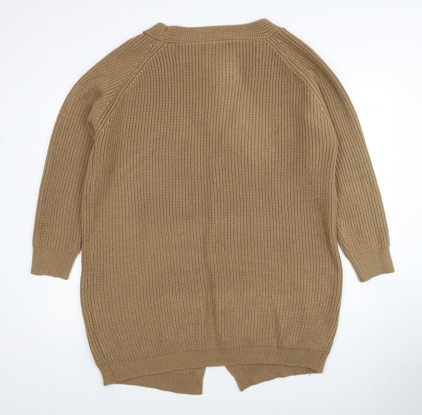 SheIn Womens Beige V-Neck Acrylic Cardigan Jumper Size L