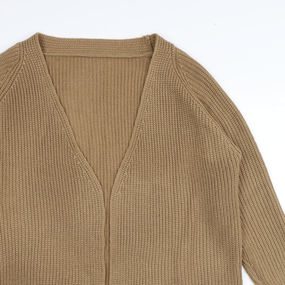 SheIn Womens Beige V-Neck Acrylic Cardigan Jumper Size L