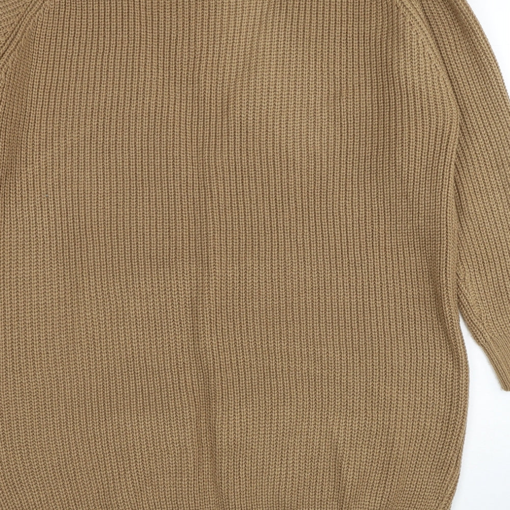 SheIn Womens Beige V-Neck Acrylic Cardigan Jumper Size L