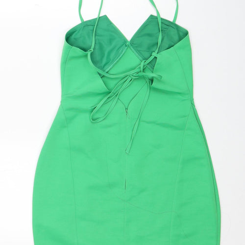 ASOS Womens Green Polyester Mini Size 6 V-Neck Zip