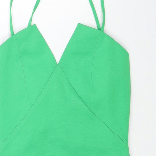 ASOS Womens Green Polyester Mini Size 6 V-Neck Zip