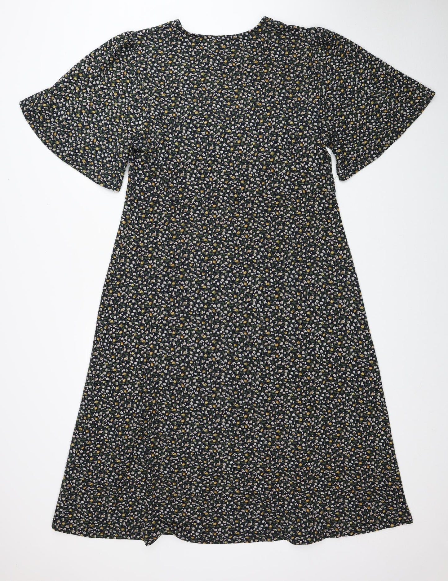 Izabel Womens Green Floral Polyester A-Line Size 18 Round Neck Pullover
