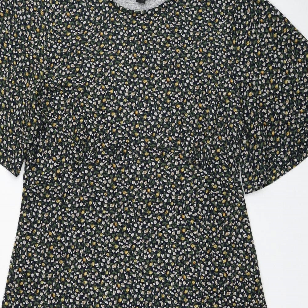 Izabel Womens Green Floral Polyester A-Line Size 18 Round Neck Pullover