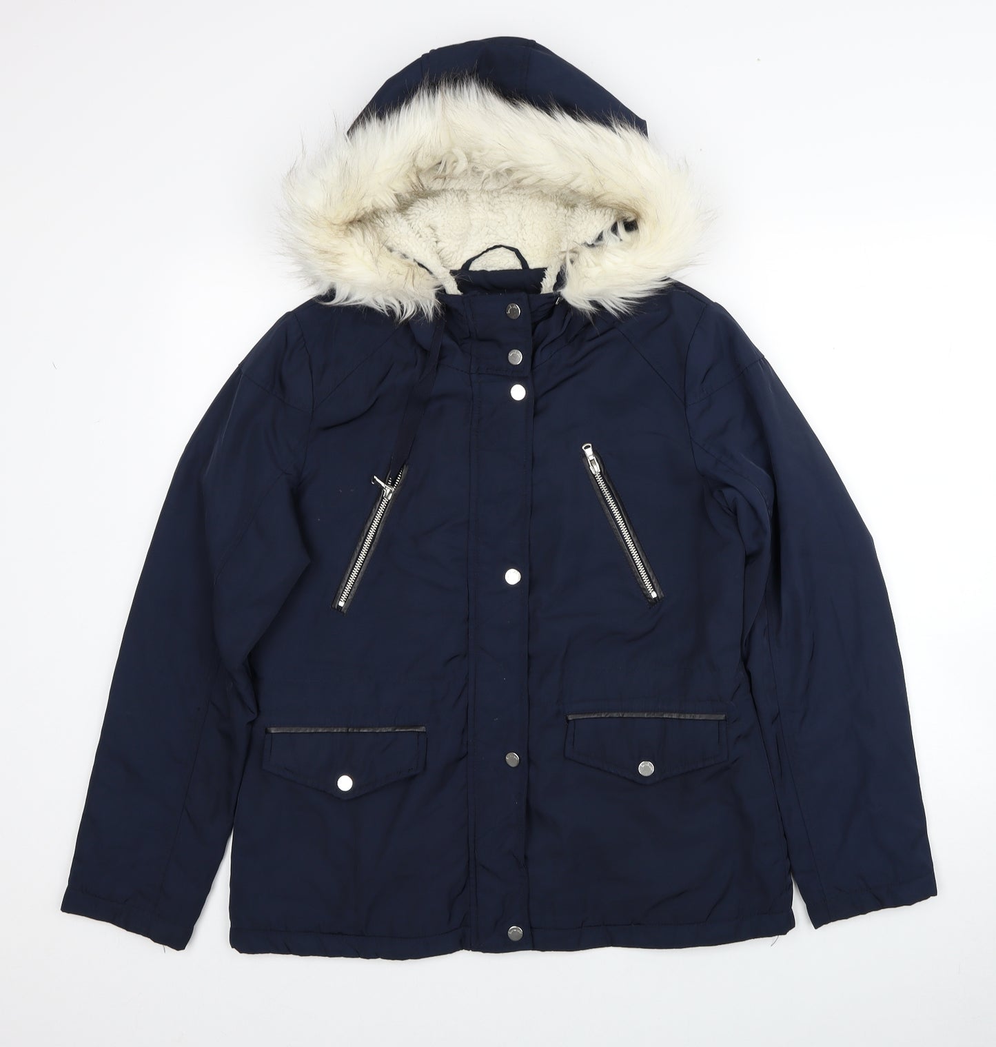 Principles Womens Blue Parka Coat Size 12 Zip