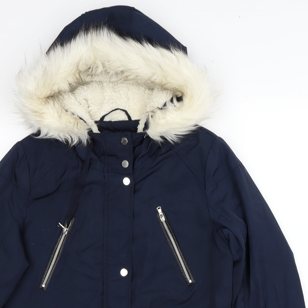 Principles Womens Blue Parka Coat Size 12 Zip