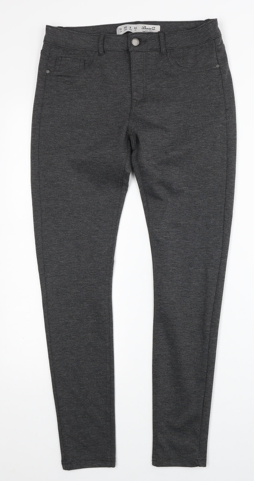 Denim & Co. Womens Grey Polyester Jegging Trousers Size 12 Regular Zip