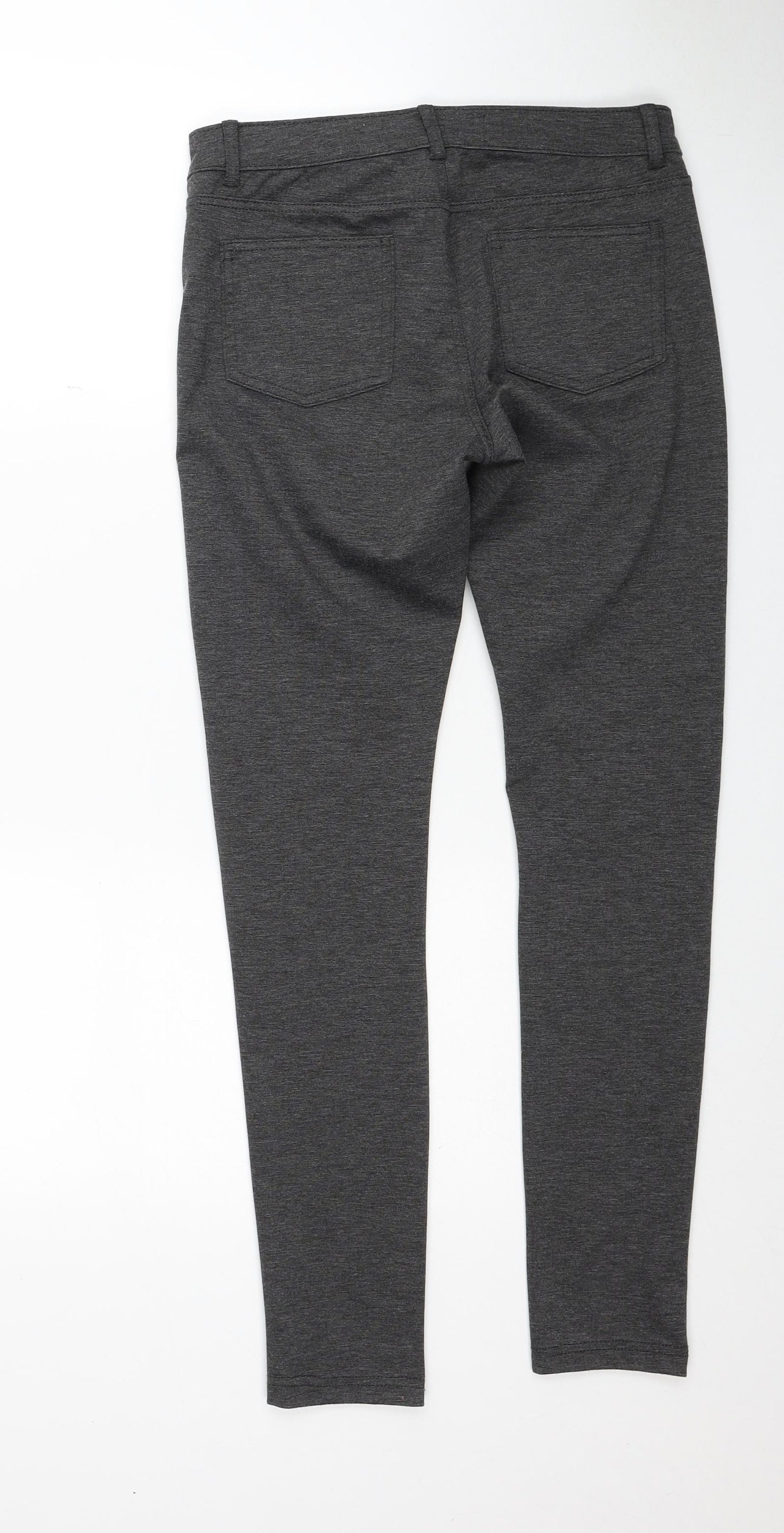 Denim & Co. Womens Grey Polyester Jegging Trousers Size 12 Regular Zip