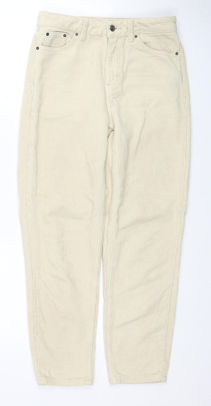 Topshop Womens Beige Cotton Trousers Size 25 in L28 in Regular Zip