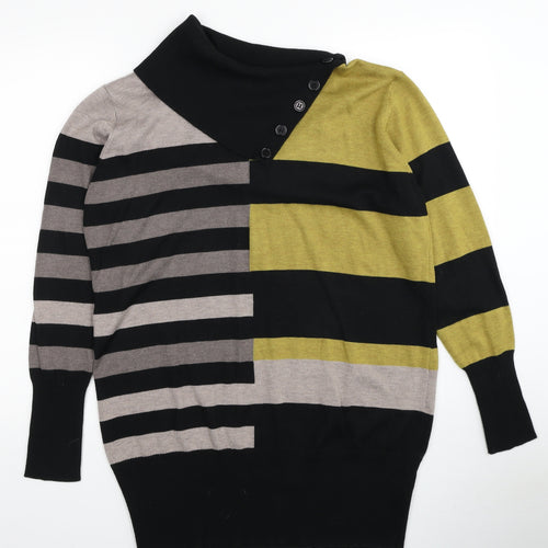 Roman Womens Multicoloured High Neck Geometric Acrylic Pullover Jumper Size 18