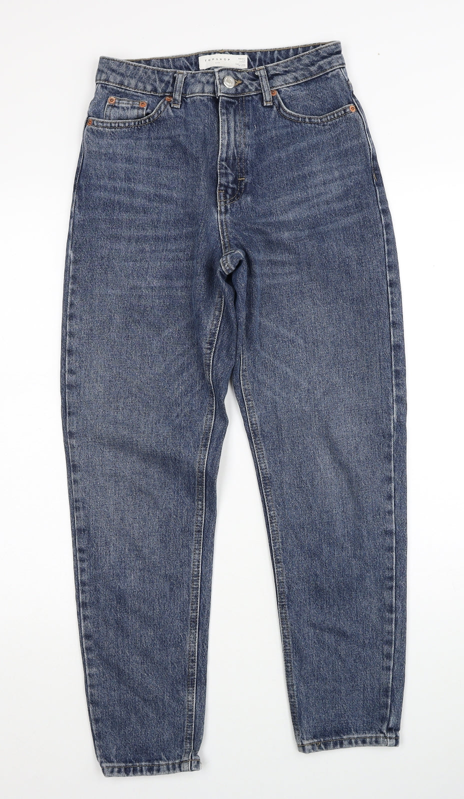 Topshop Womens Blue Cotton Straight Jeans Size 26 in L32 in Regular Zip