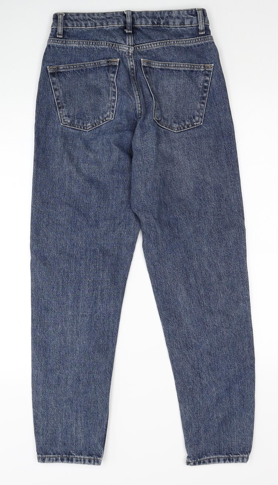 Topshop Womens Blue Cotton Straight Jeans Size 26 in L32 in Regular Zip