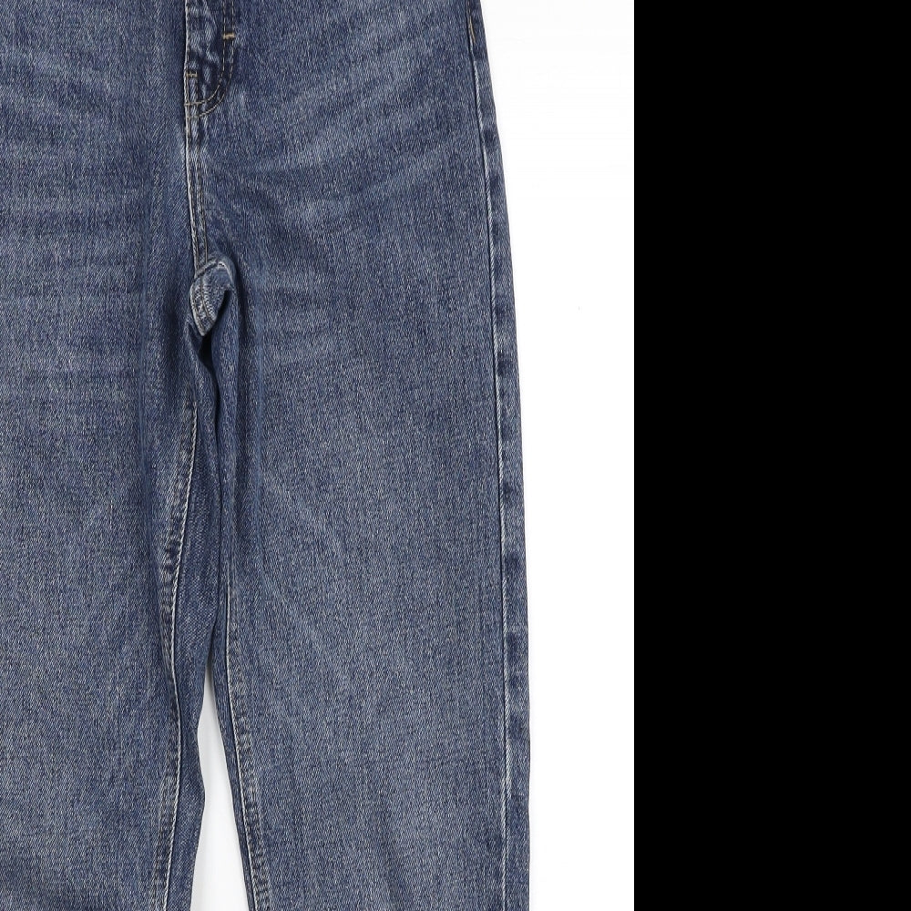 Topshop Womens Blue Cotton Straight Jeans Size 26 in L32 in Regular Zip
