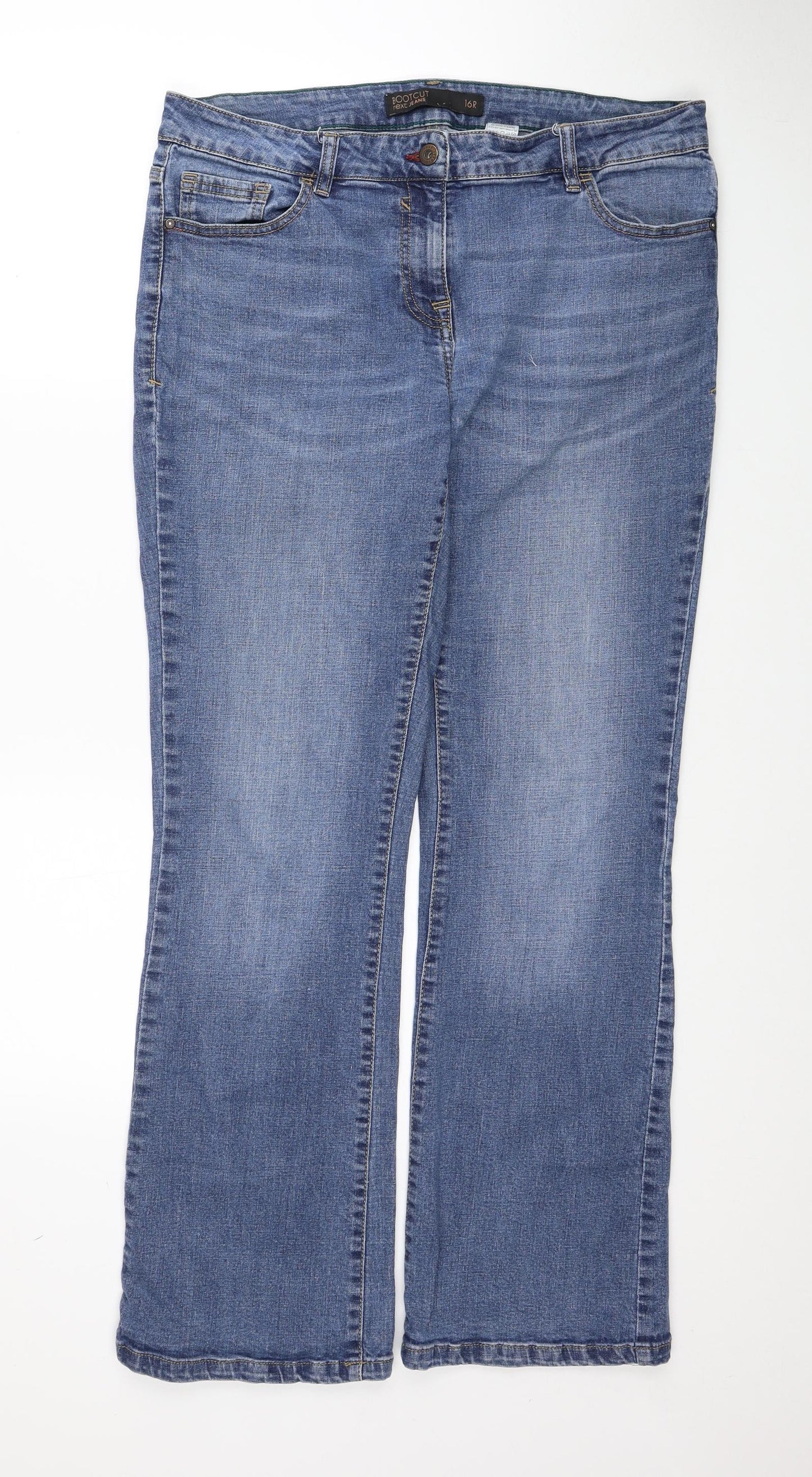 NEXT Womens Blue Cotton Tapered Jeans Size 16 Regular Zip