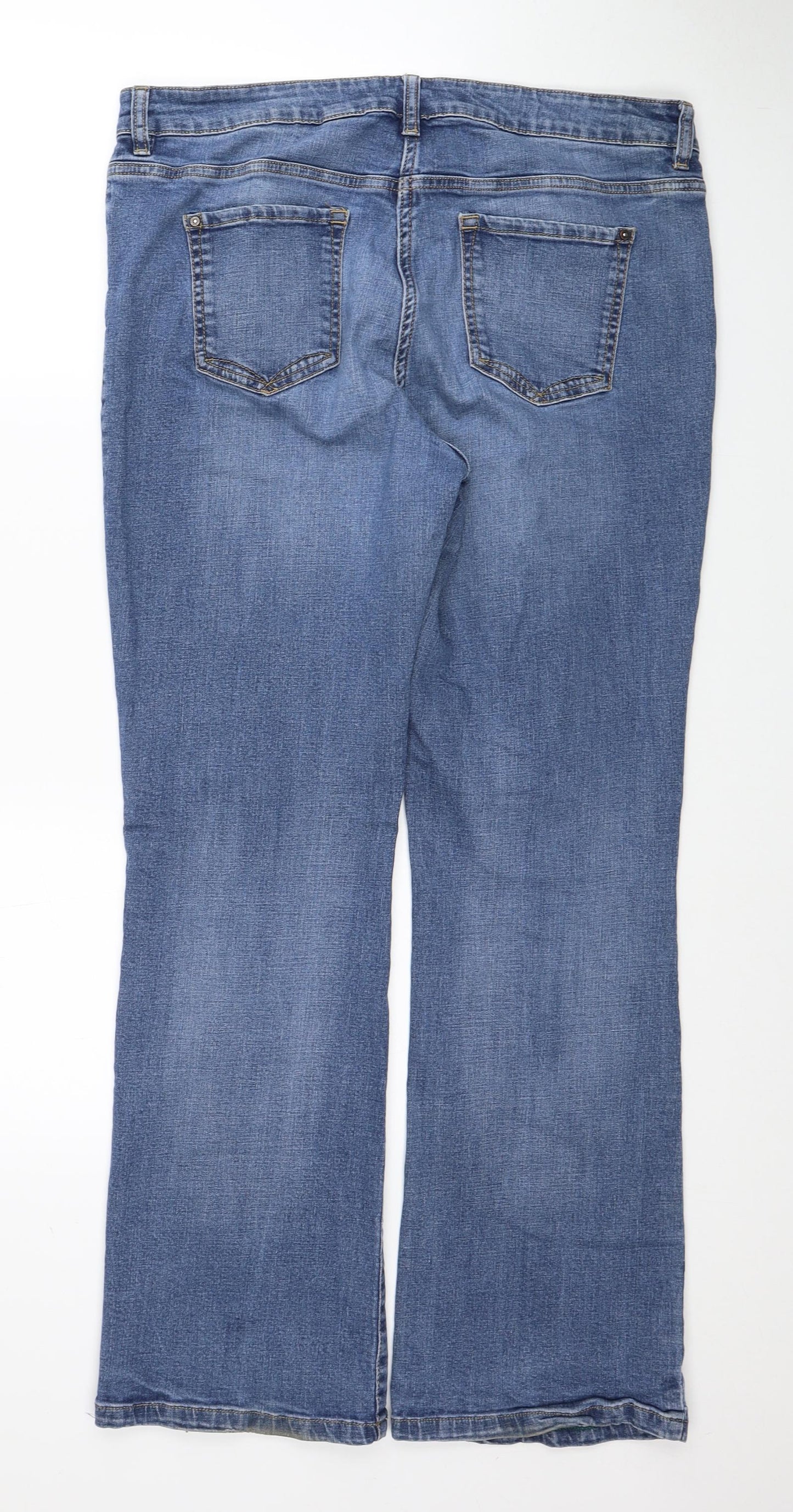 NEXT Womens Blue Cotton Tapered Jeans Size 16 Regular Zip