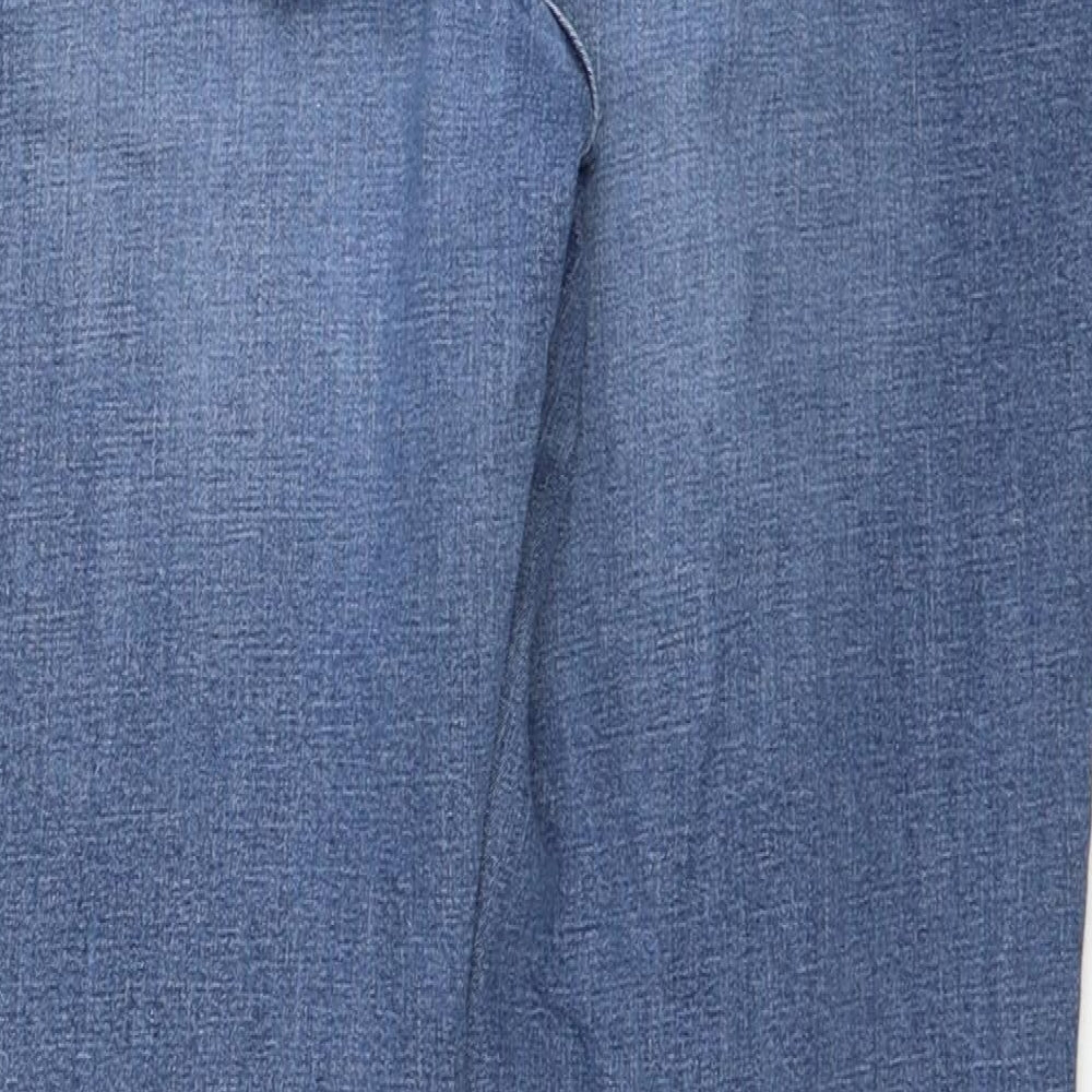 NEXT Womens Blue Cotton Tapered Jeans Size 16 Regular Zip