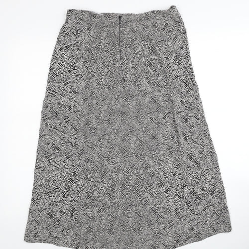 Primark Womens Black Animal Print Viscose Swing Skirt Size 12 Zip - Leopard Pattern