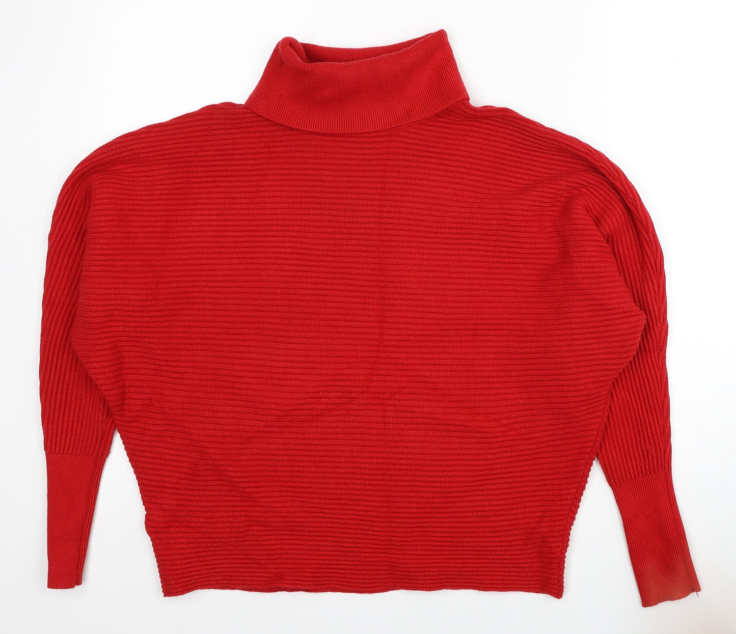 Primark Womens Red Roll Neck Viscose Pullover Jumper Size 12