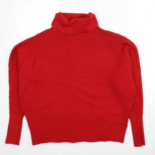 Primark Womens Red Roll Neck Viscose Pullover Jumper Size 12