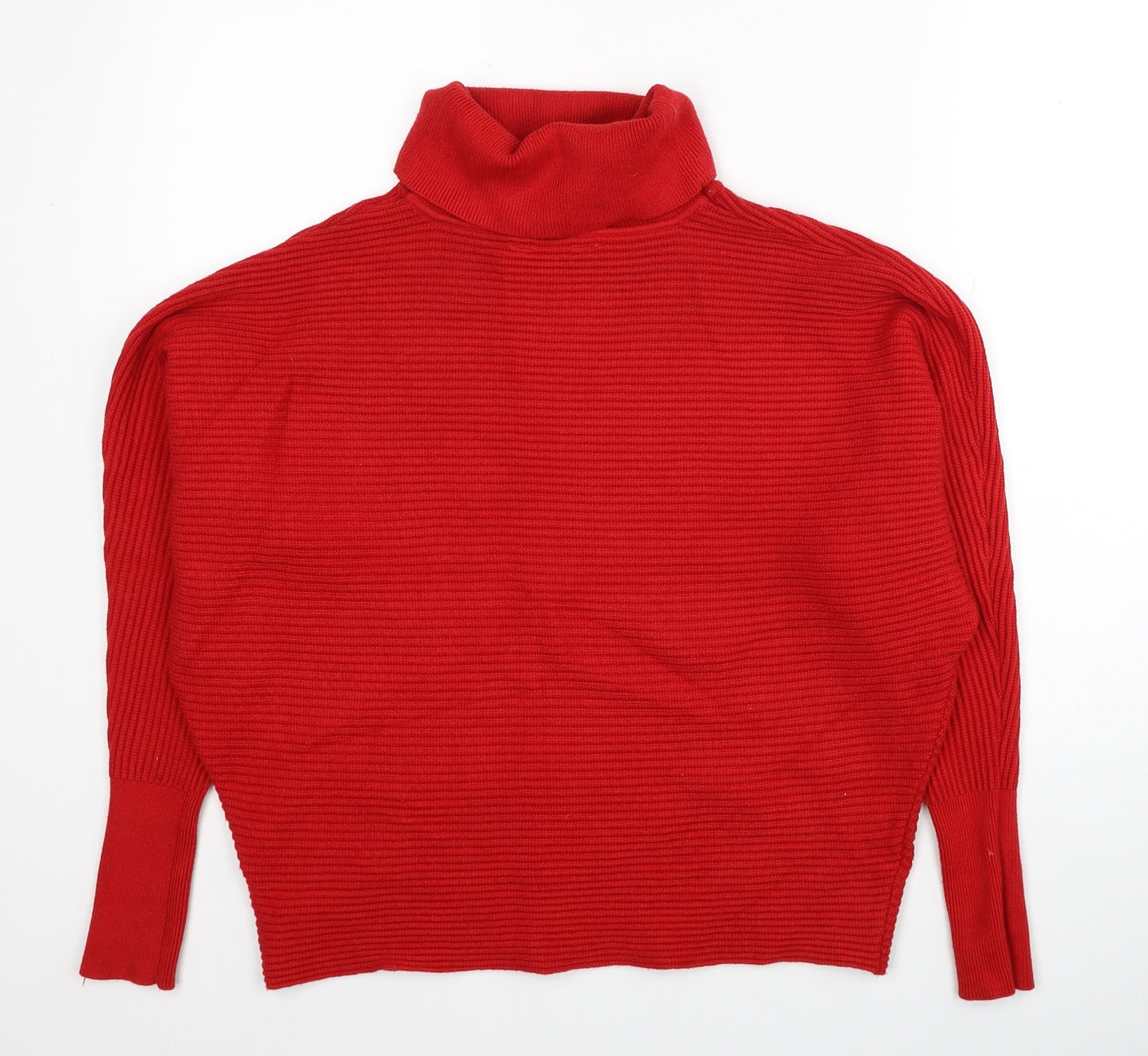 Primark Womens Red Roll Neck Viscose Pullover Jumper Size 12