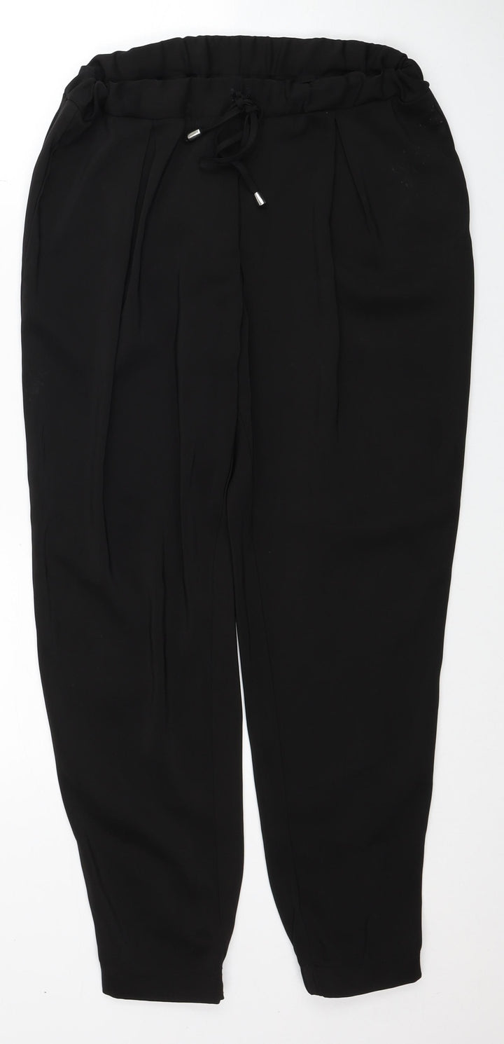 Miss Selfridge Womens Black Polyester Trousers Size 10 Regular Tie