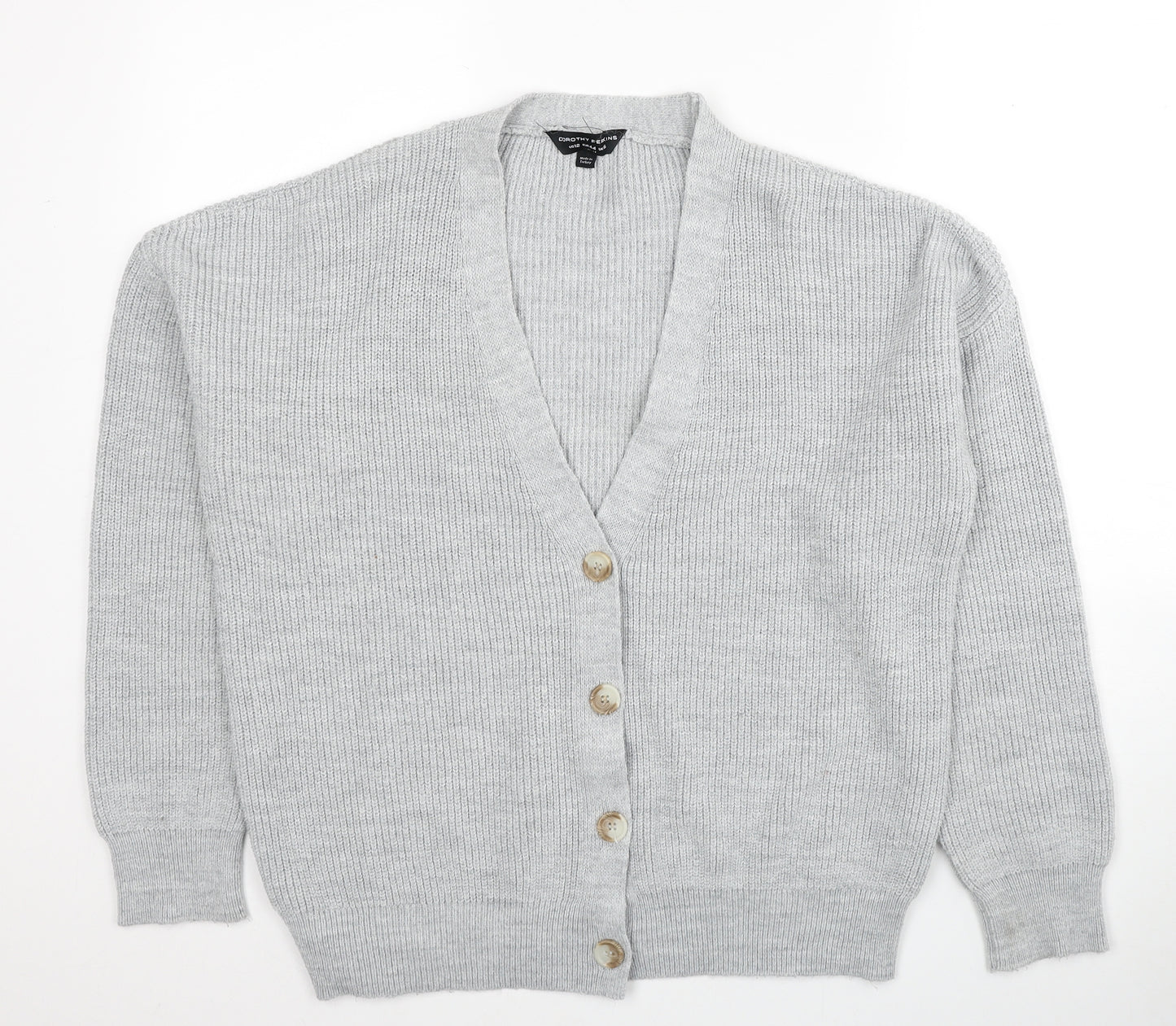 Dorothy Perkins Womens Grey V-Neck Acrylic Cardigan Jumper Size 10