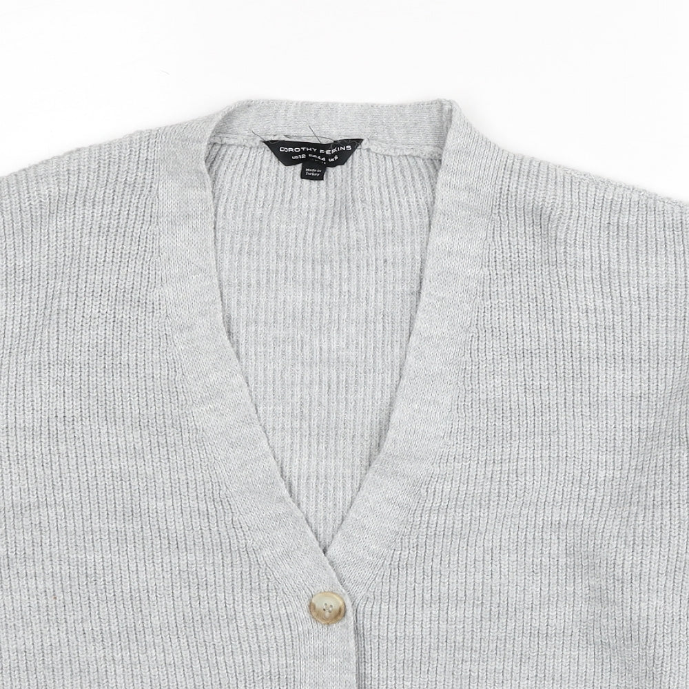 Dorothy Perkins Womens Grey V-Neck Acrylic Cardigan Jumper Size 10
