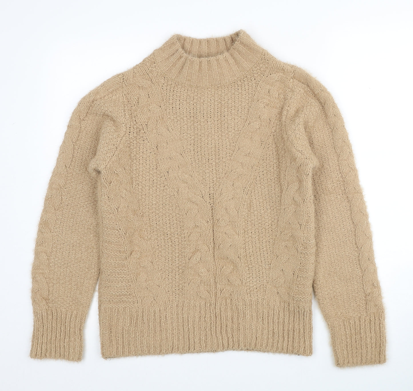 Dorothy Perkins Womens Brown Mock Neck Polyester Pullover Jumper Size 10